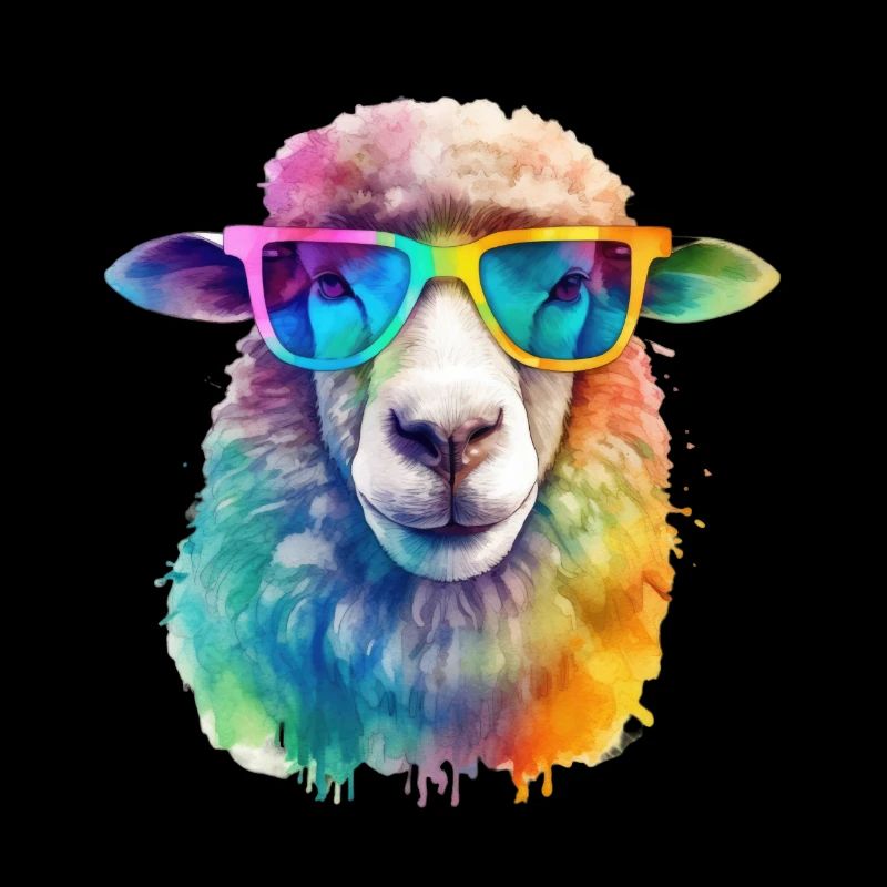 Buntes cooles Schaf mit Sonnenbrille