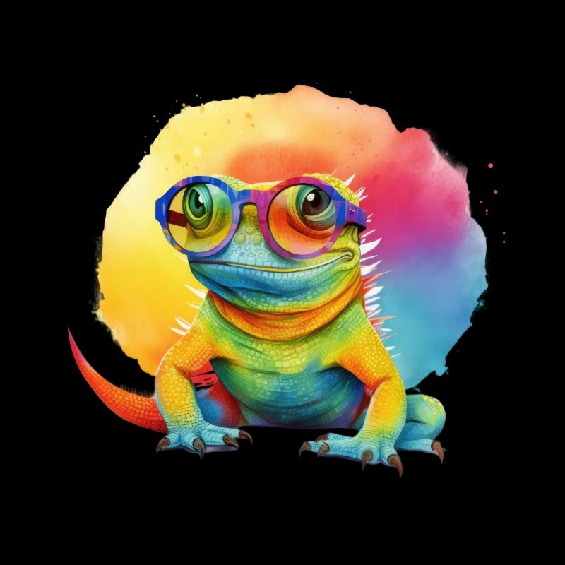 Colorful cool lizard lizard gecko with sunglasses