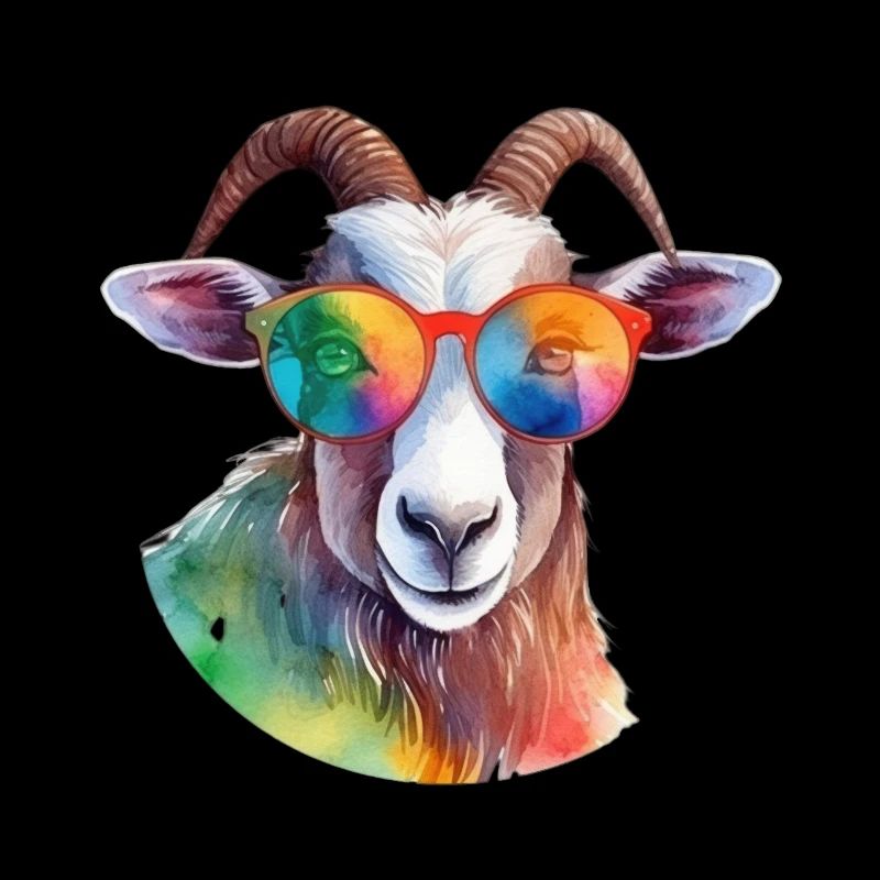 Chèvre colorée cool avec des lunettes de soleil