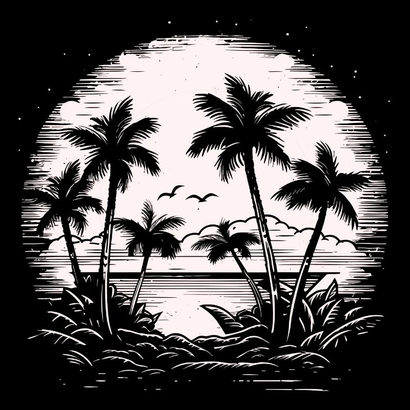 Vintage Palms Retro Summer Sunset