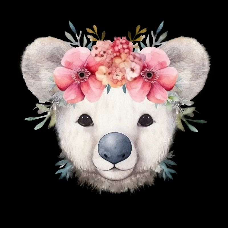 Cute & cute koala with flowers on his head