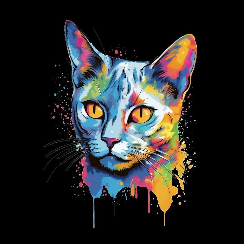 Chat bleu russe coloré