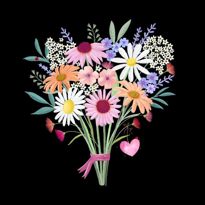 Bouquet with heart, customizable.