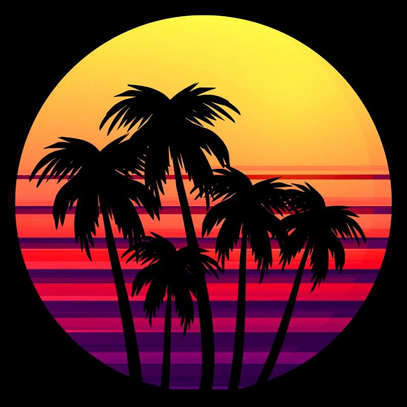 Retro Sunset Palm trees in the sunset