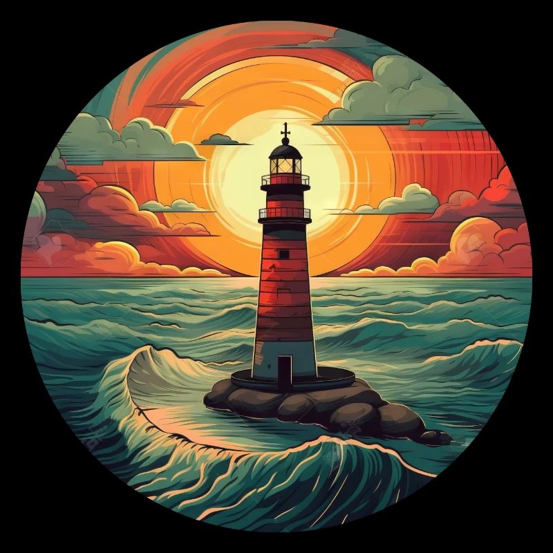 Phare au coucher du soleil - Baiser romantique