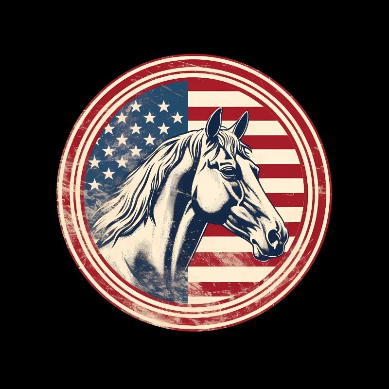 Drapeau vintage américain avec cheval