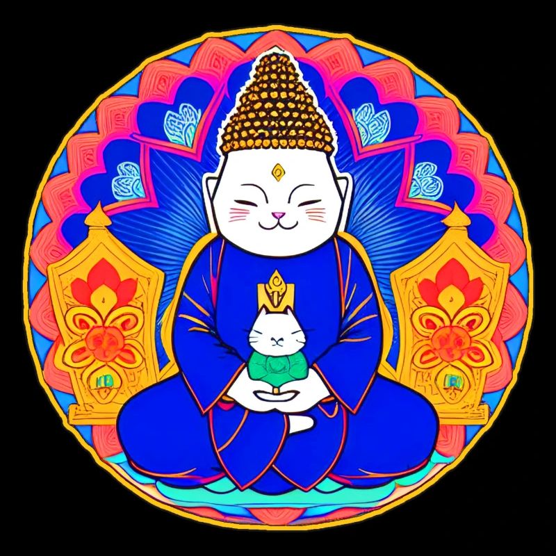 Symbol Buddha mit Katze