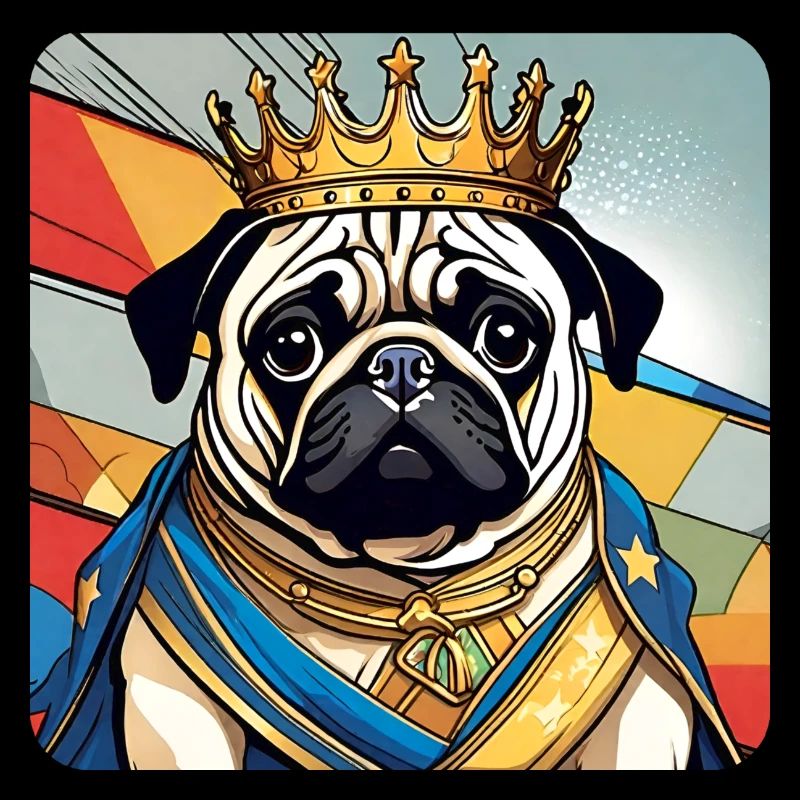 Cute royal pug with crown