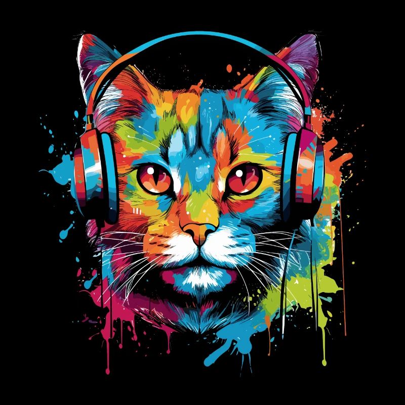 Katze mit Kopfhörer Musik