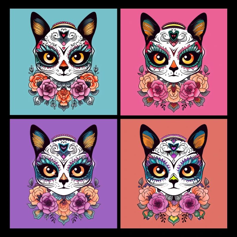 Crânes de sucre de chat kawaii