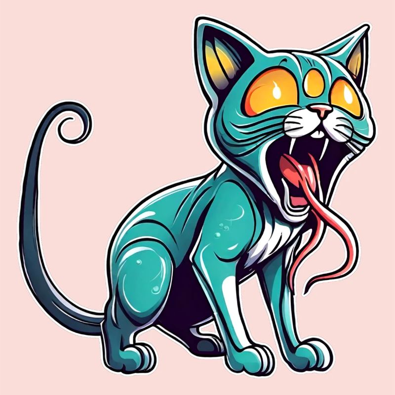Cool alien cat with three eyes