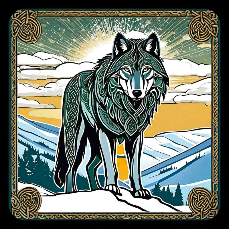Cool wolf in Celtic style