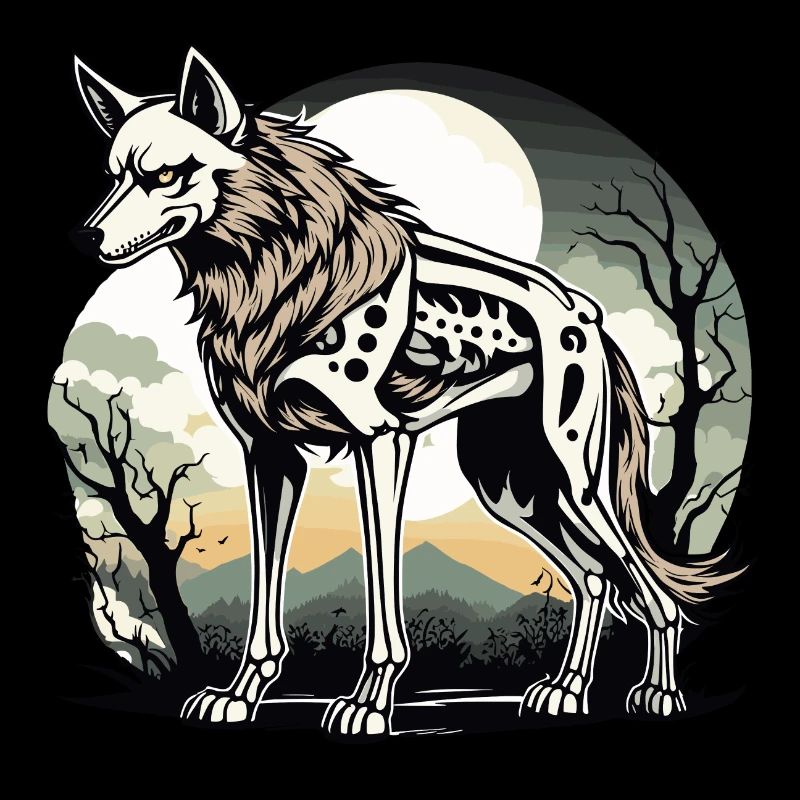 Wolf Skeleton Illustration