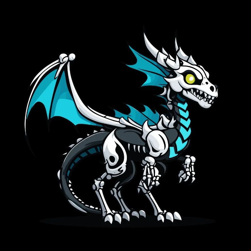 Cute Dragon Skeleton Illustration