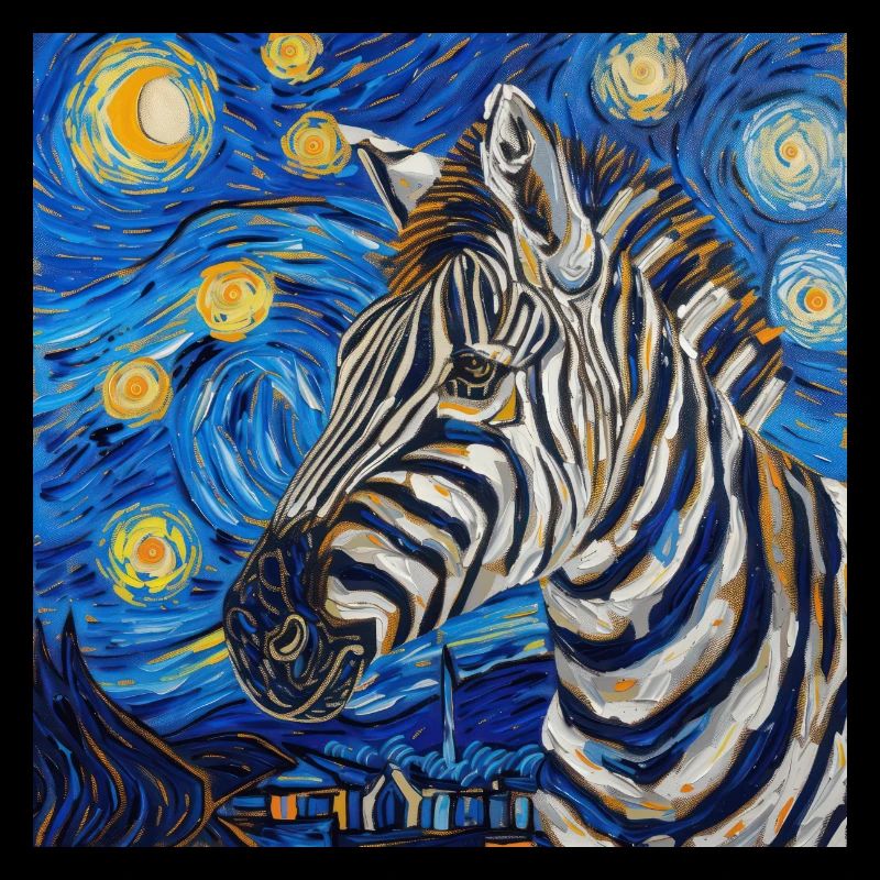 Zebra, Van Gogh, Starry Night, Gift
