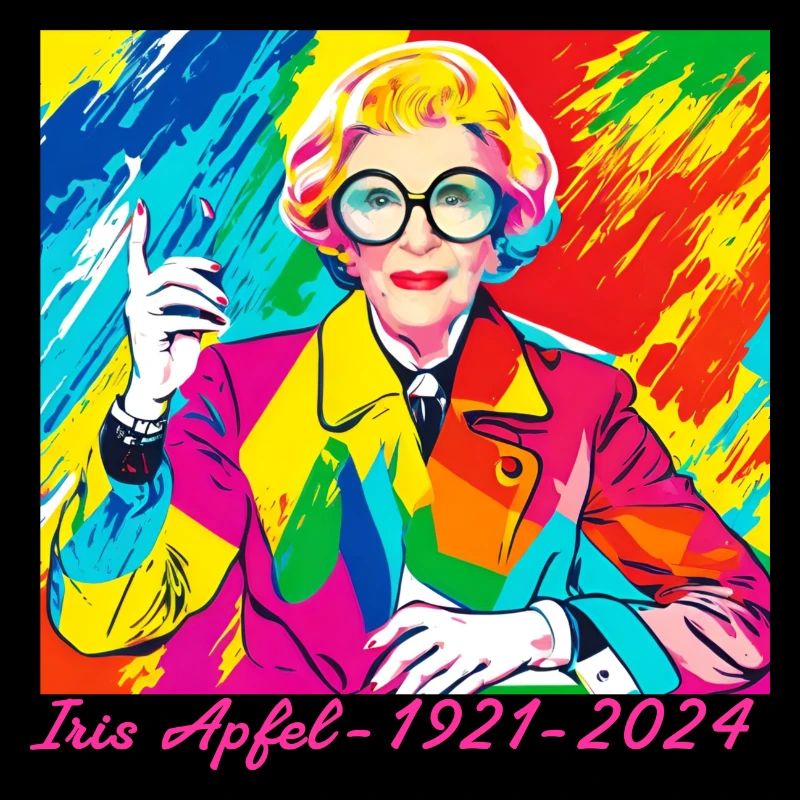 Illustration, bunt, Graffiti, Iris Apfel