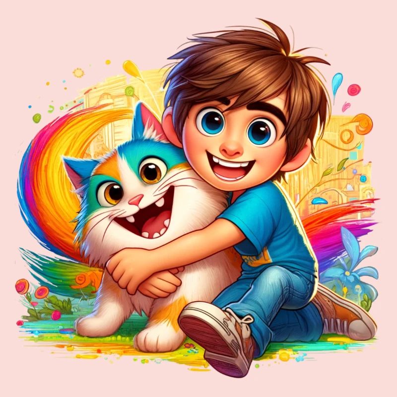 Garçon avec chat mignon