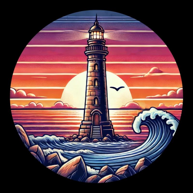 Phare Coucher De Soleil Océan Mer Romance