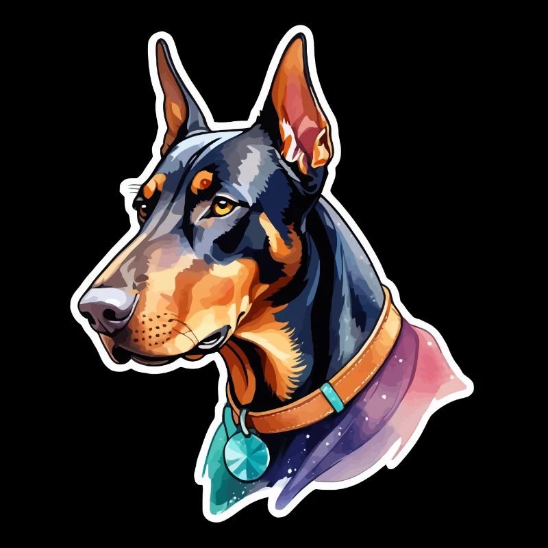 Dobermann Wasserfarben