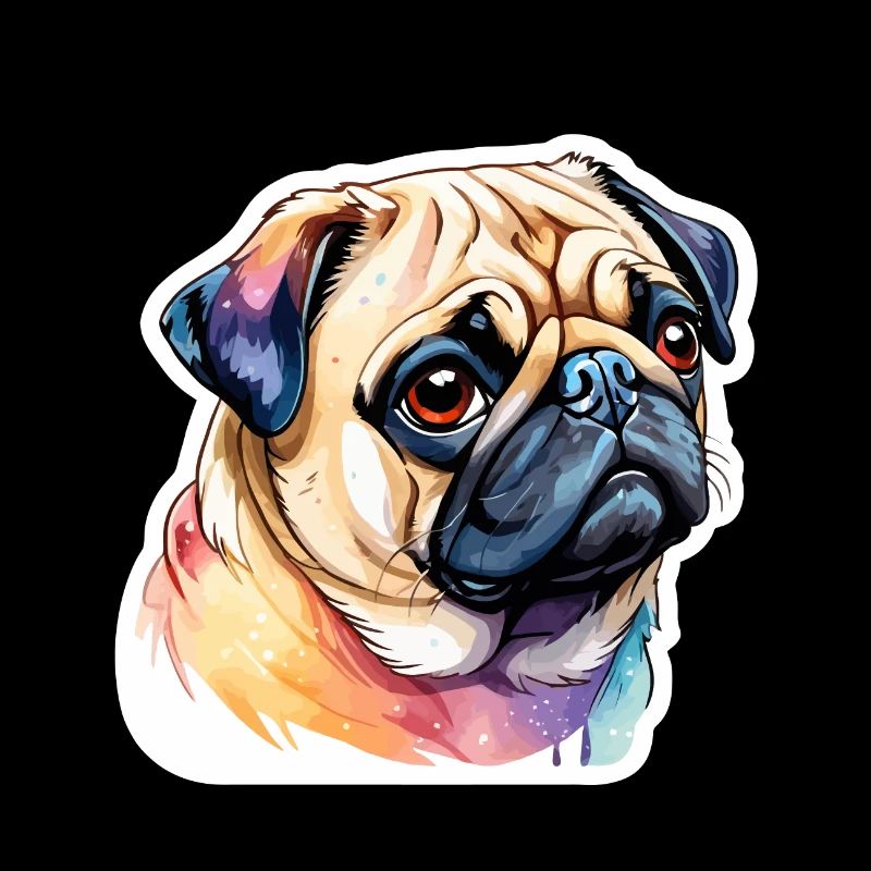 Mops Wasserfarben