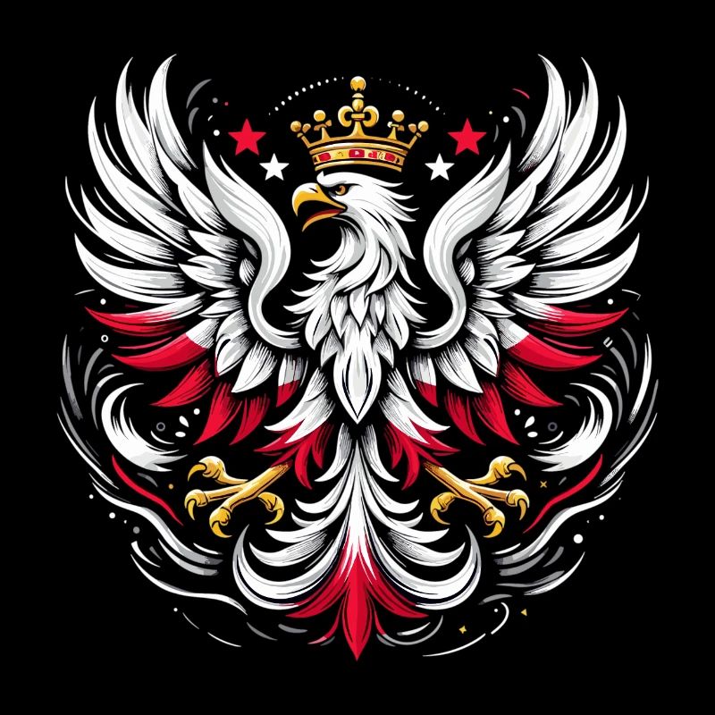 Poland Polska Polish Red White Eagle Crown