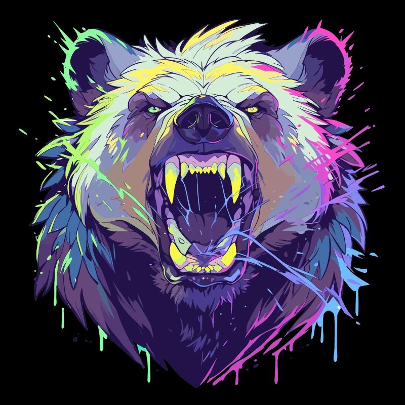 Brightly Colored Furious Bear