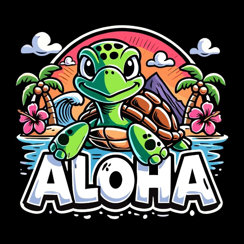 Aloha Turtle Hawaii Hibiscus Palm Trees Gift