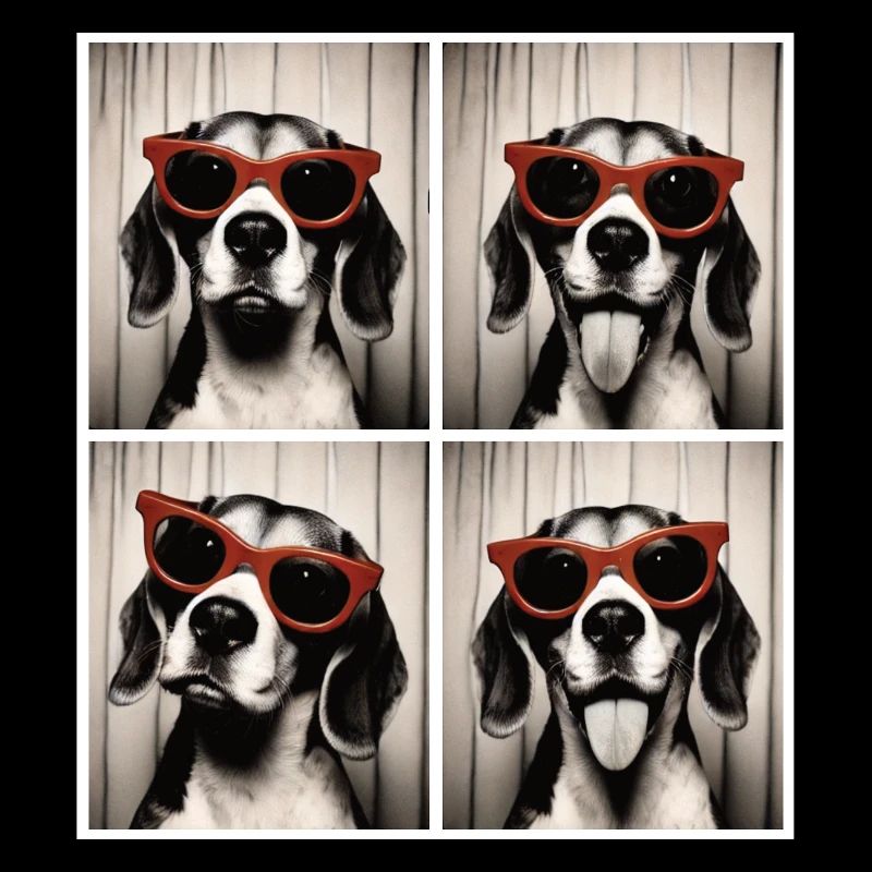 Photo booth Beagle with red sunglasses