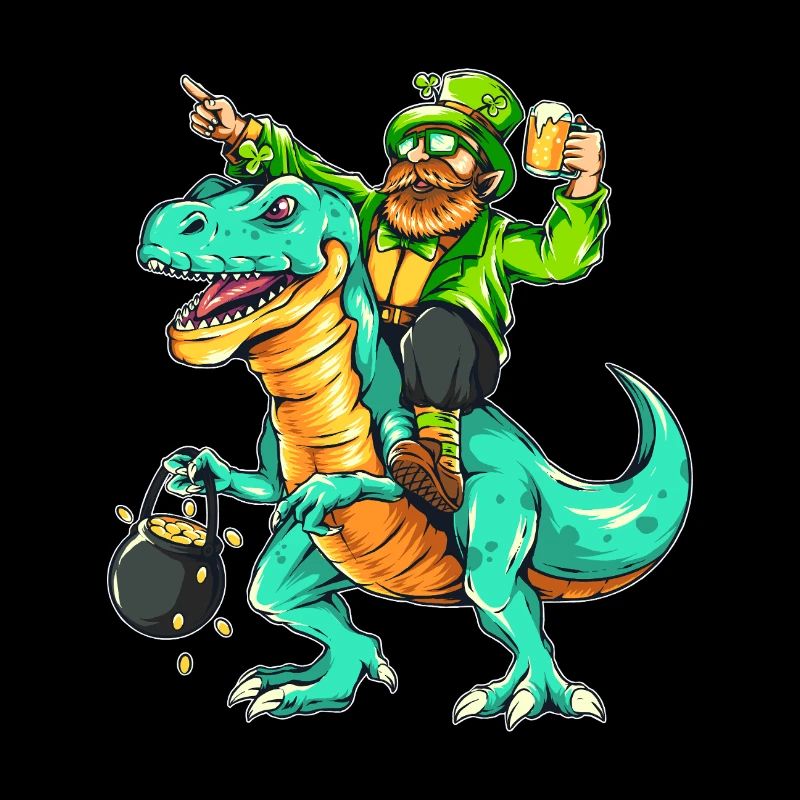 St. Patrick's Day Leprechaun Leprechaun Dino T-Rex Beer
