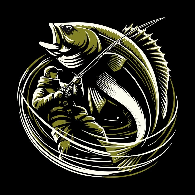 Fishing Angler Cod Giant Fish Olive Green Gift