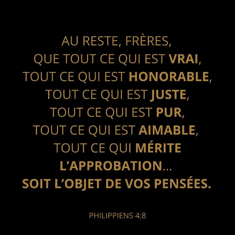 PHILIPPIENS 4:8 - VERSET DE LA BIBLE - Couleur or