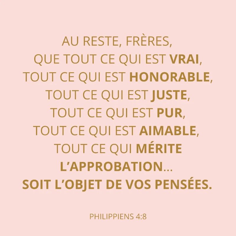 PHILIPPIENS 4:8 - VERSET DE LA BIBLE - Couleur or