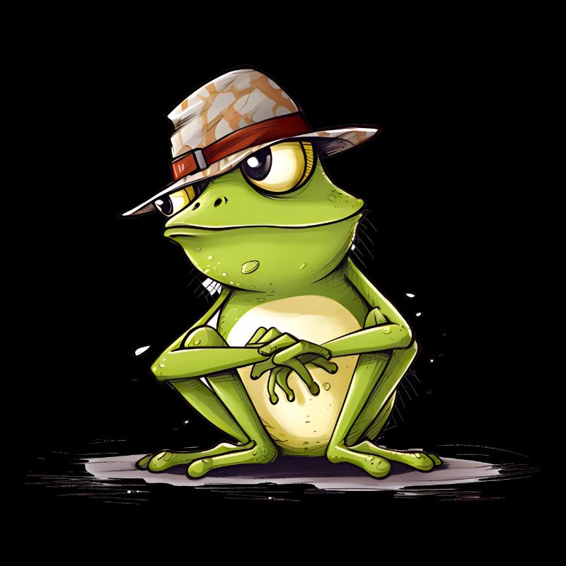 Cool frog with hat