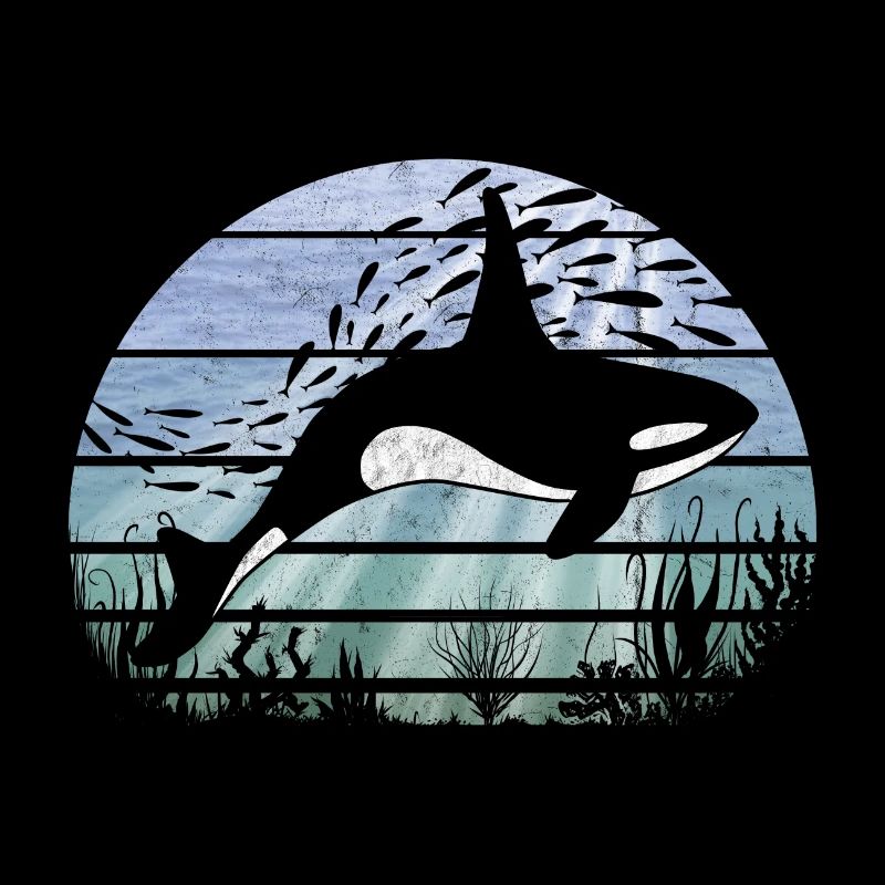 Retro Underwater World Orca Killer Whale
