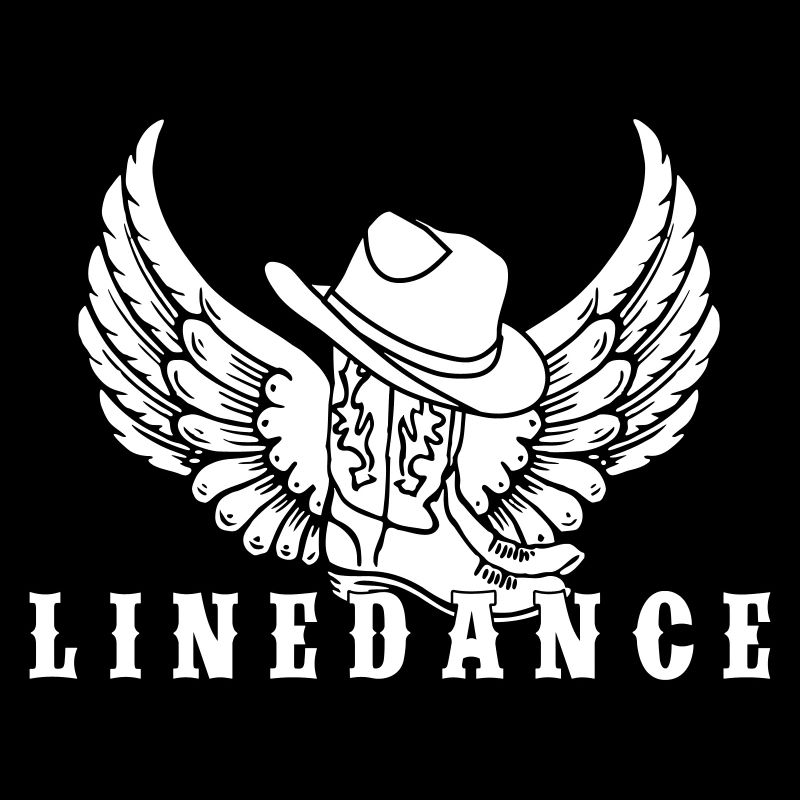 Line dance logo with hat, boots and wings