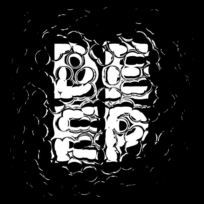 Deep (typography, bubbles, white)
