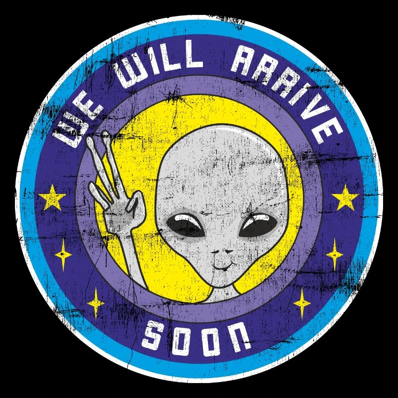 Alien wird bald mit UFO aus dem Weltraum kommen.
