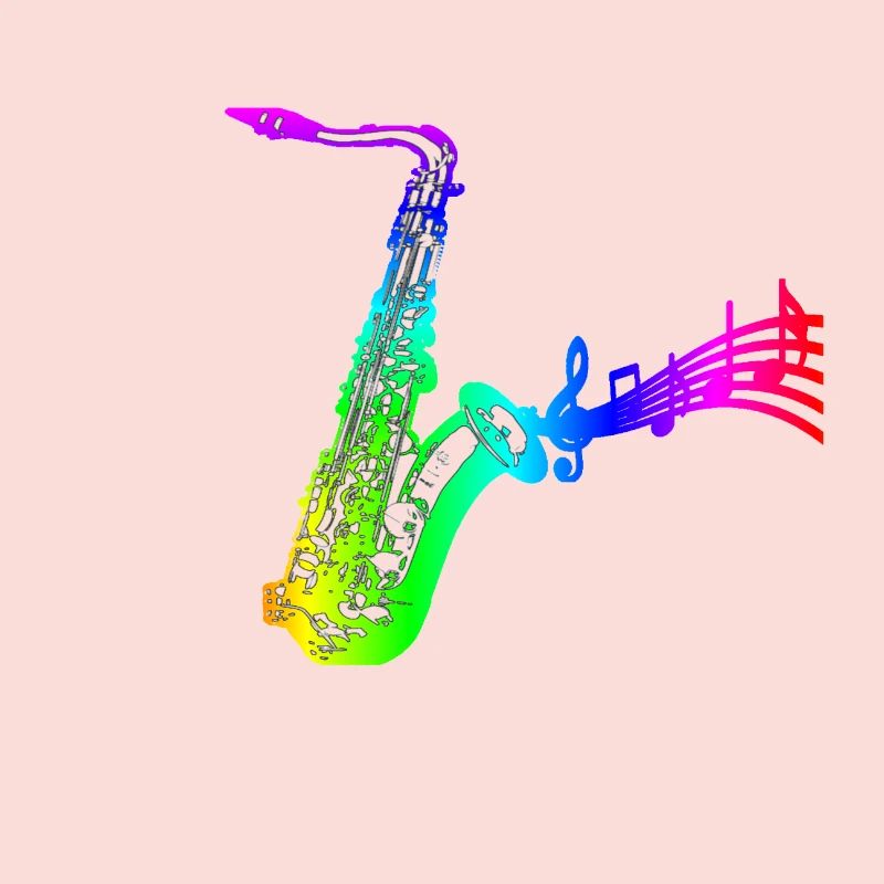saxophone avec des notes colorées