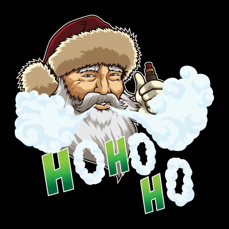 Vaping Santa Claus Blows Clouds Under Xmas Tree