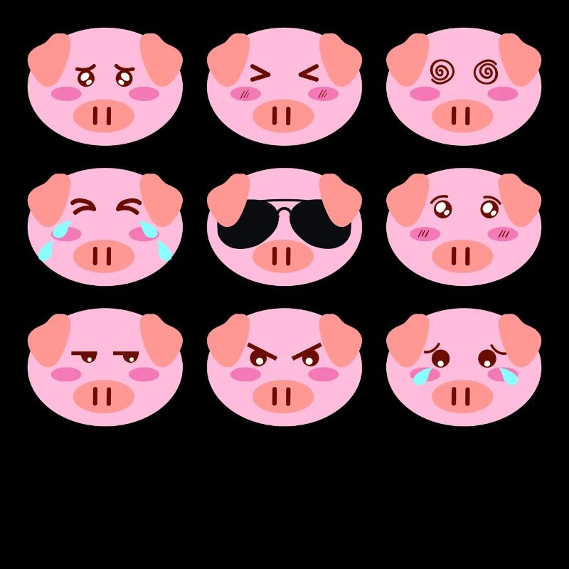 Cool Cochon Rose Humeur Différente Visages De