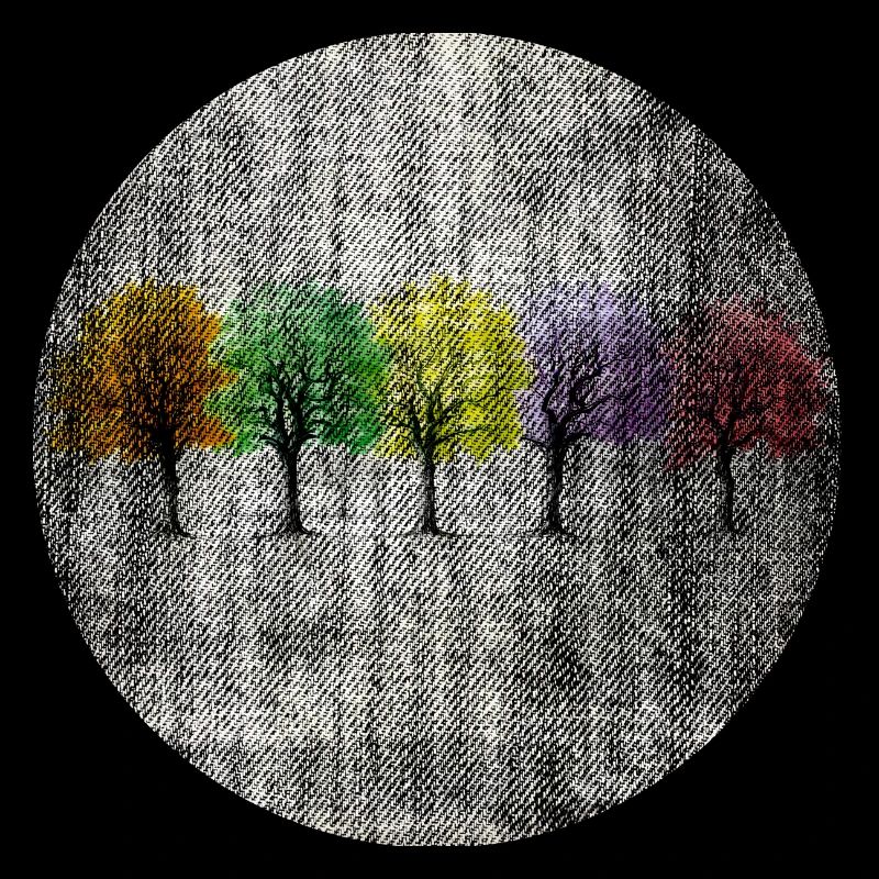 Bunte Bäume retro bunt
