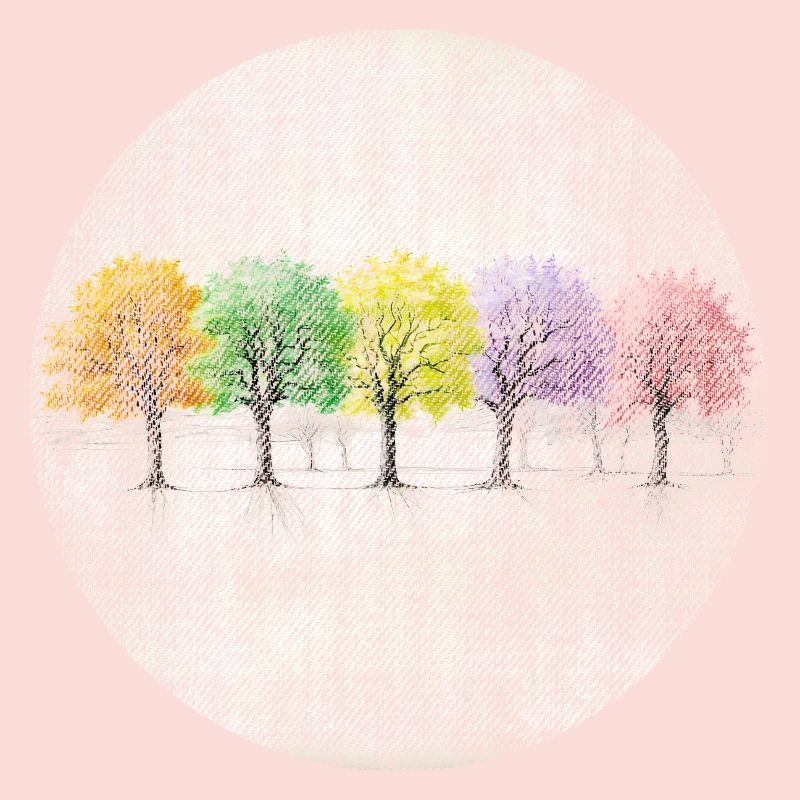 Bunte Bäume retro bunt