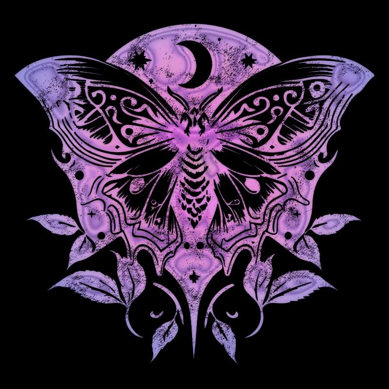 Moth, Moth, Moon, Vines, Gothic, Wicca