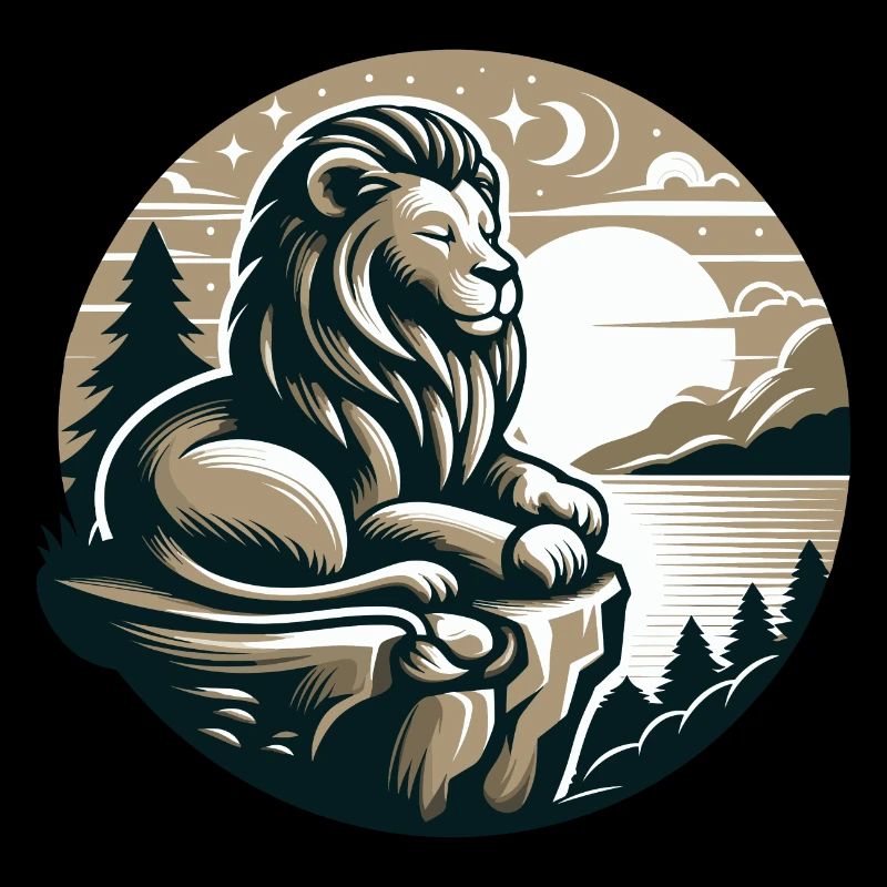 LION, ROCHE, CALME, MÉDITATION, FORCE, CONCENTRATION, SAVANE