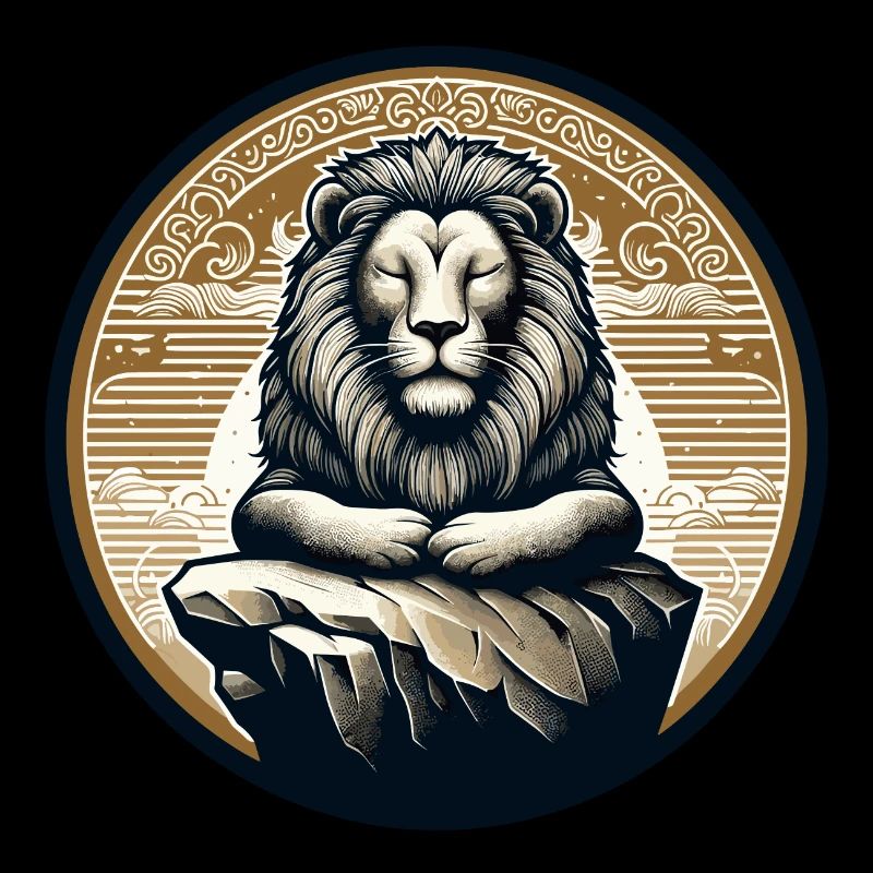 LION, ROCHE, CALME, MÉDITATION, FORCE, CONCENTRATION, SAVANE