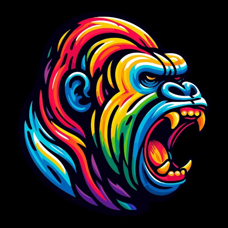 ROARING GORILLA MONKEY ANIMAL AGGRESSIVE EVIL SCREAM