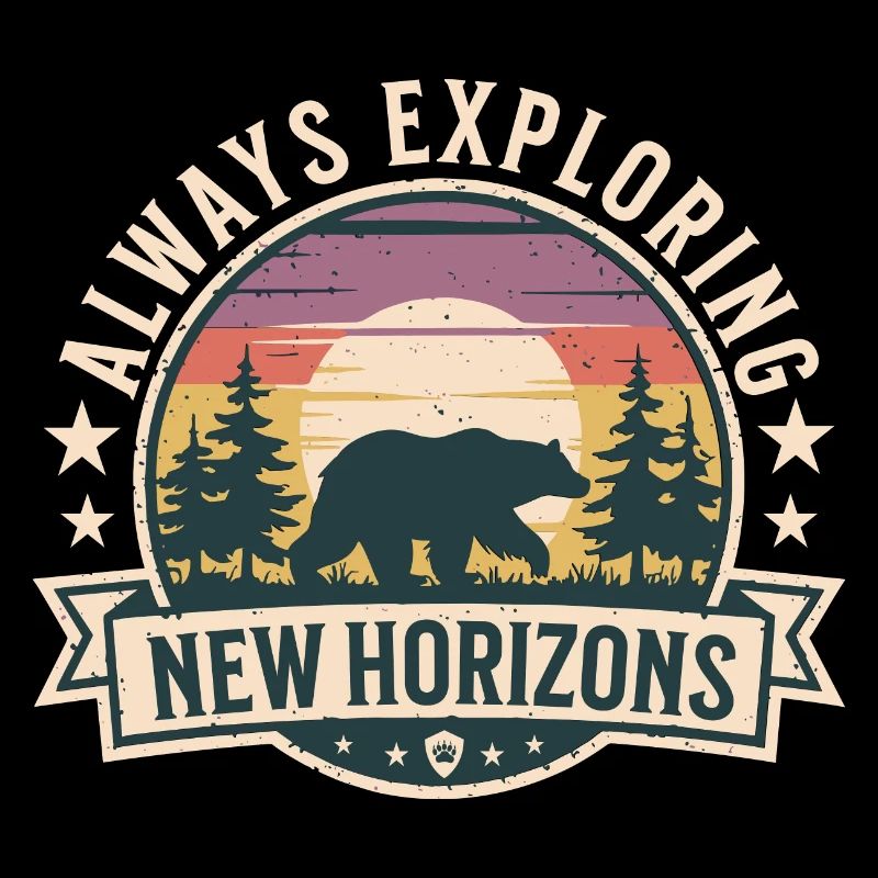 Ours rétro explorant de nouveaux horizons Aventure Design