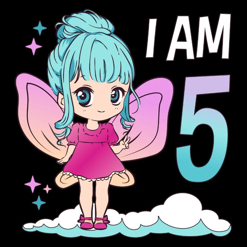 5. Geburtstag Fee Mädchen 5 Jahre alt Kawaii
