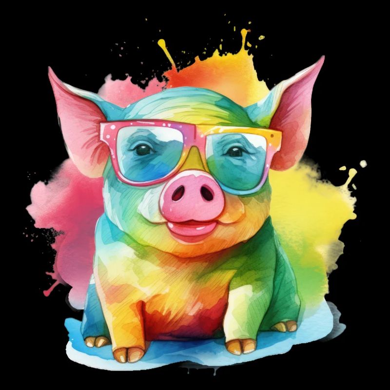 Cochon cool coloré avec des lunettes de soleil