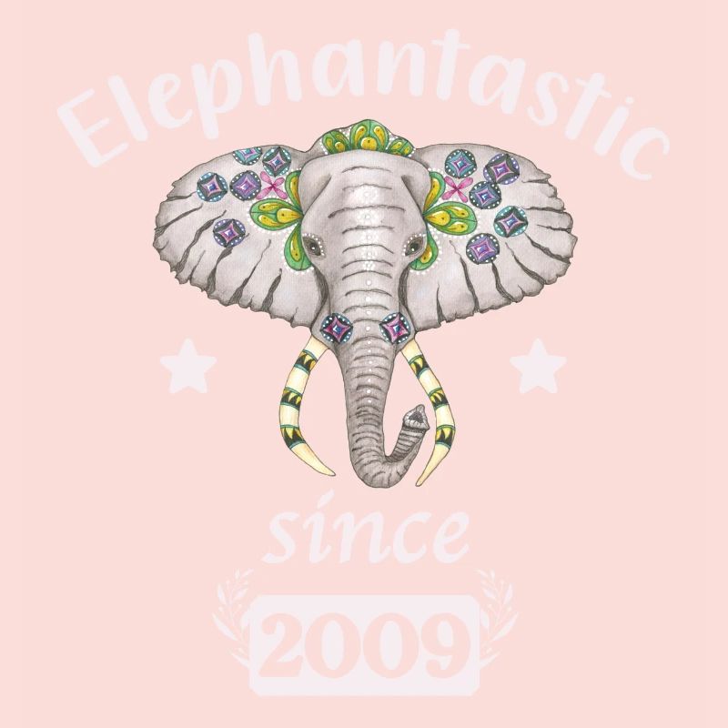 Éléphantastic depuis 2009, tête d’éléphant décorée